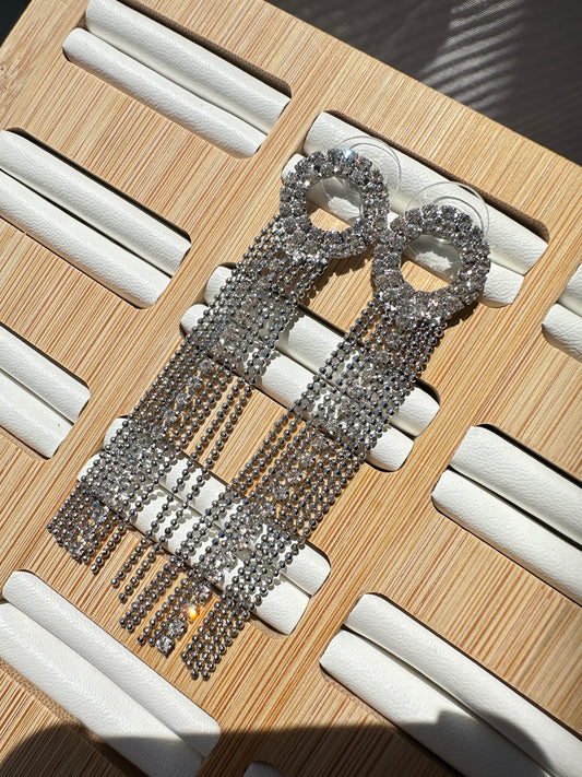 Linear Halo Drop Earrings