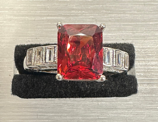 Alex Architectural Adjustable Ring | Rectangular Cut with Linear Accents