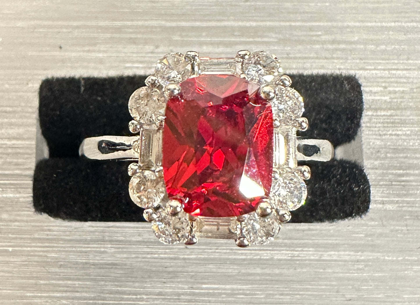 Teresa Adjustable Rectangle Ring | Geometric Halo Ring