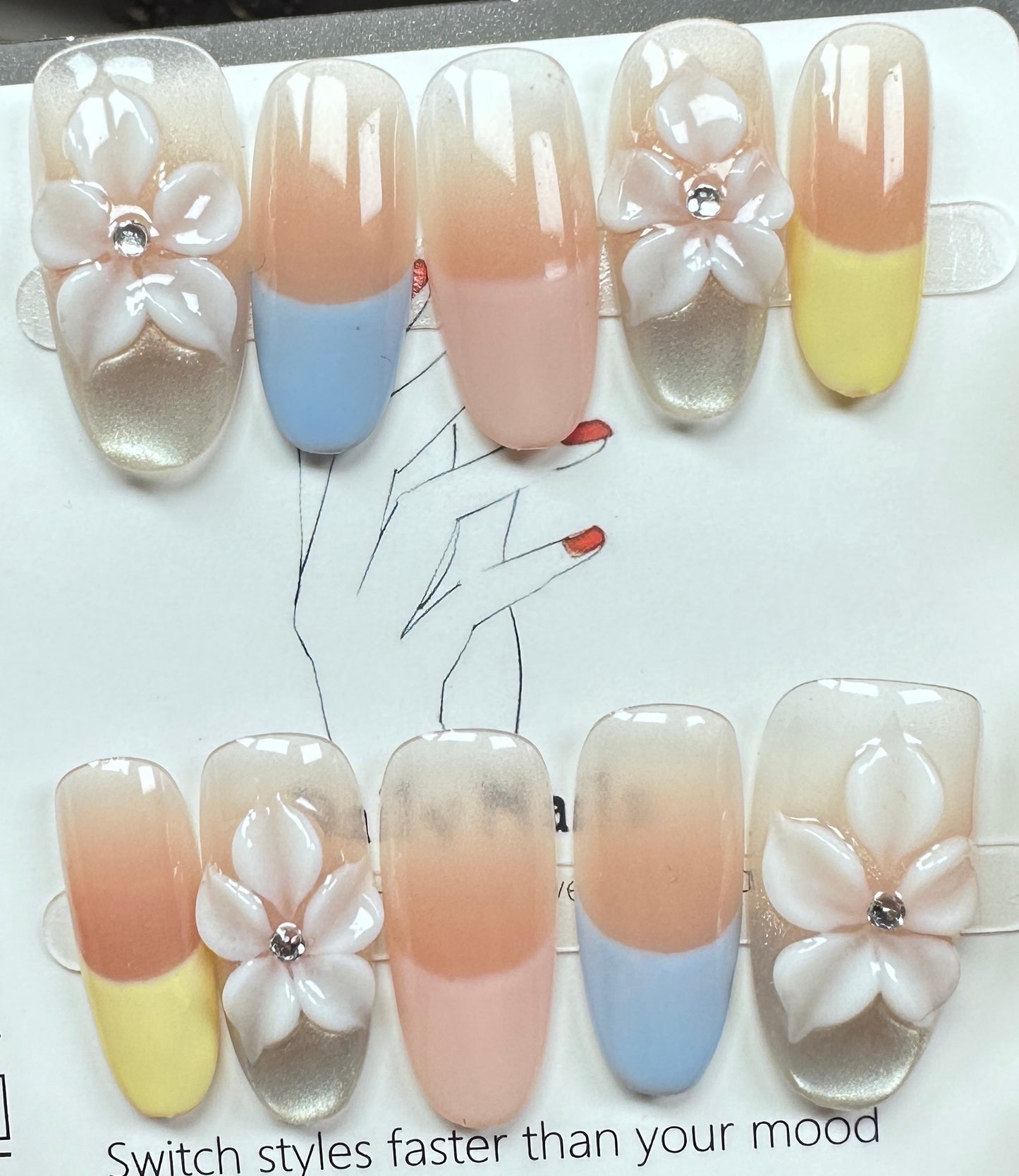 Macaron Pastel French Press on Nails Australia | Medium Oval |Daily Nails | Handmade Press on Nails