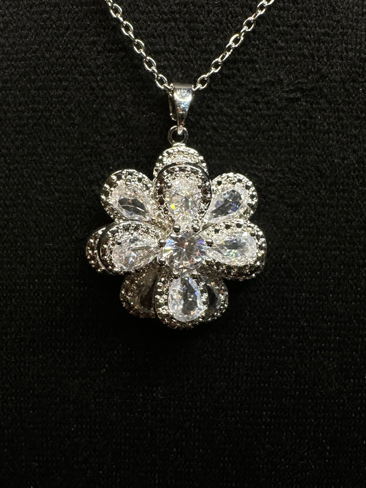 Succulent Aura Pendant Necklace | CZ Flower & Gold-Plated Copper