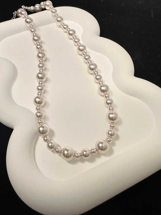 Pearl White Pendant Necklace | CZ & Gold-Plated Copper