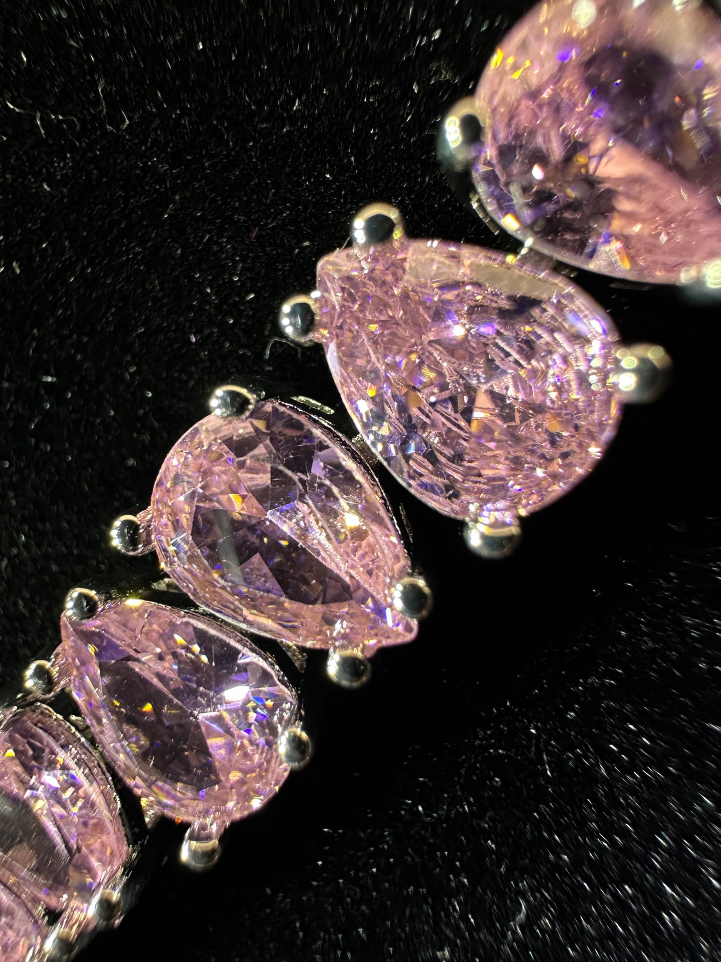Romantic Pink Teardrop Cubic Zirconia Link Bracelet | Premium 18K Gold Plated Brass, Adjustable (16.5cm - 17.5cm)