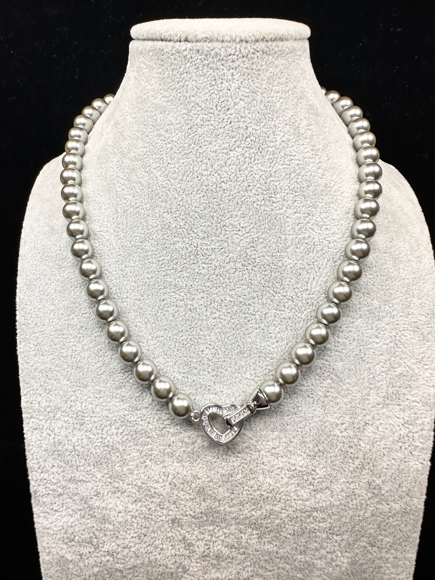 Secret Heart Grey Pearl Convertible Necklace