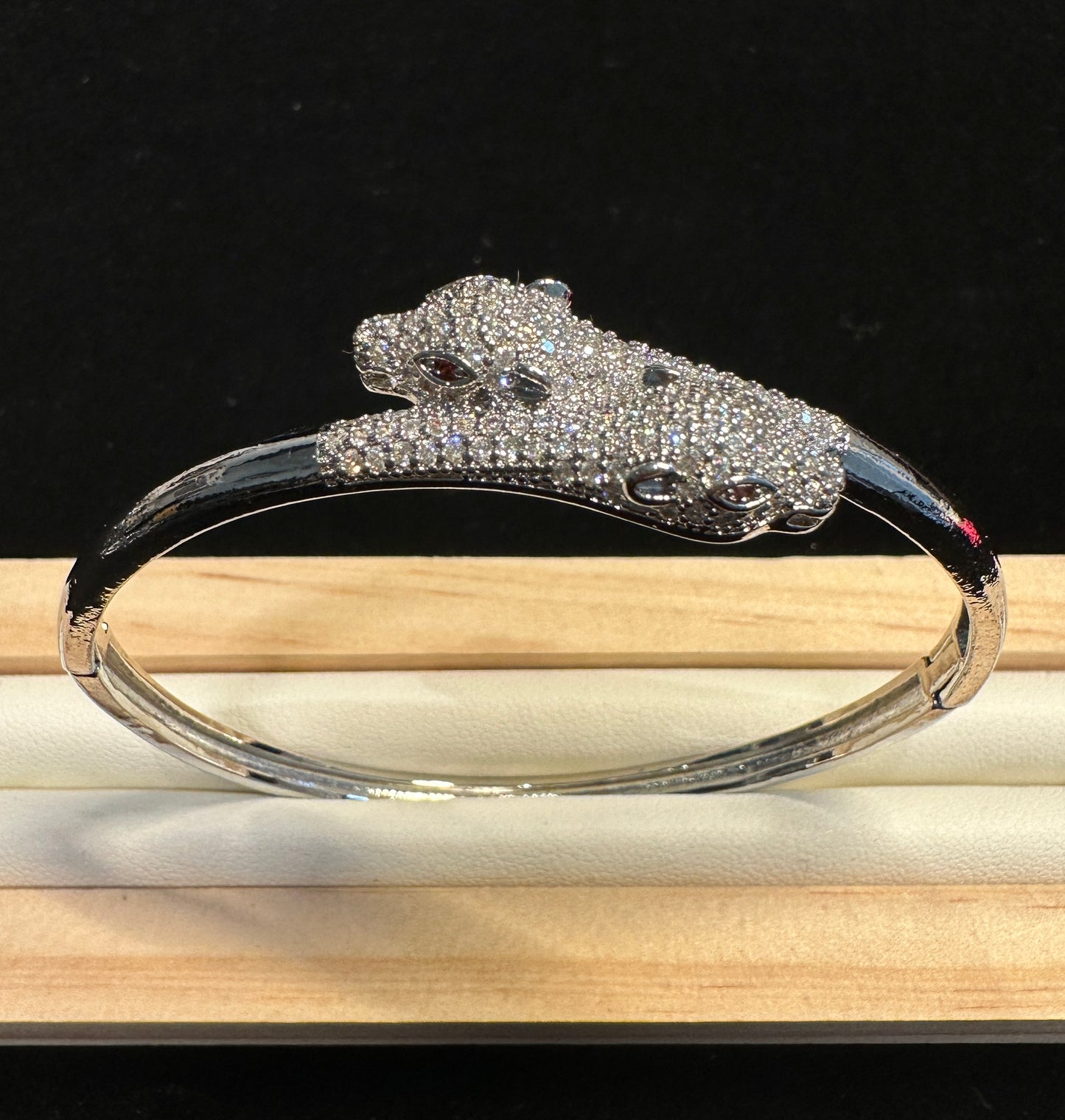 Duo Pulse Bangle | Leopard Head Bangle with Colorful Eyes