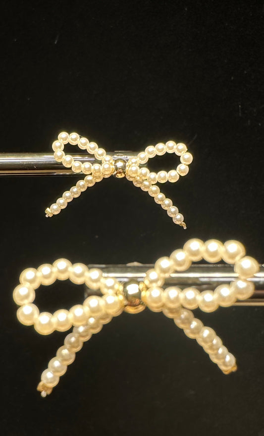 Pearl Knot Stud Earrings | Pearl Bow & Gold-Plated Copper