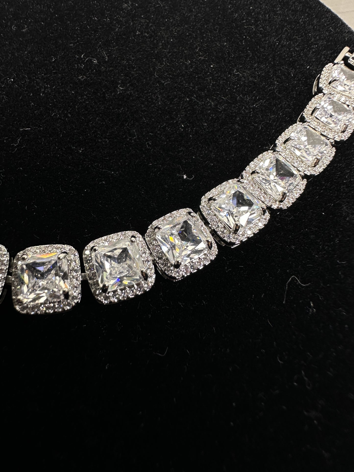 18K Gold Plated Cushion-Cut Cubic Zirconia Tennis Bracelet | Adjustable 16.5cm - 18cm Sparkly Square CZ Bracelet for Women