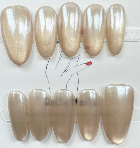 handmade press on nails Australia | Aurora Chrome Shimmer Edition | medium oval