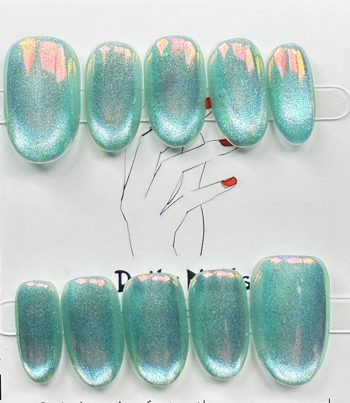 handmade press on nails Australia | Aurora Chrome Shimmer Edition | short round