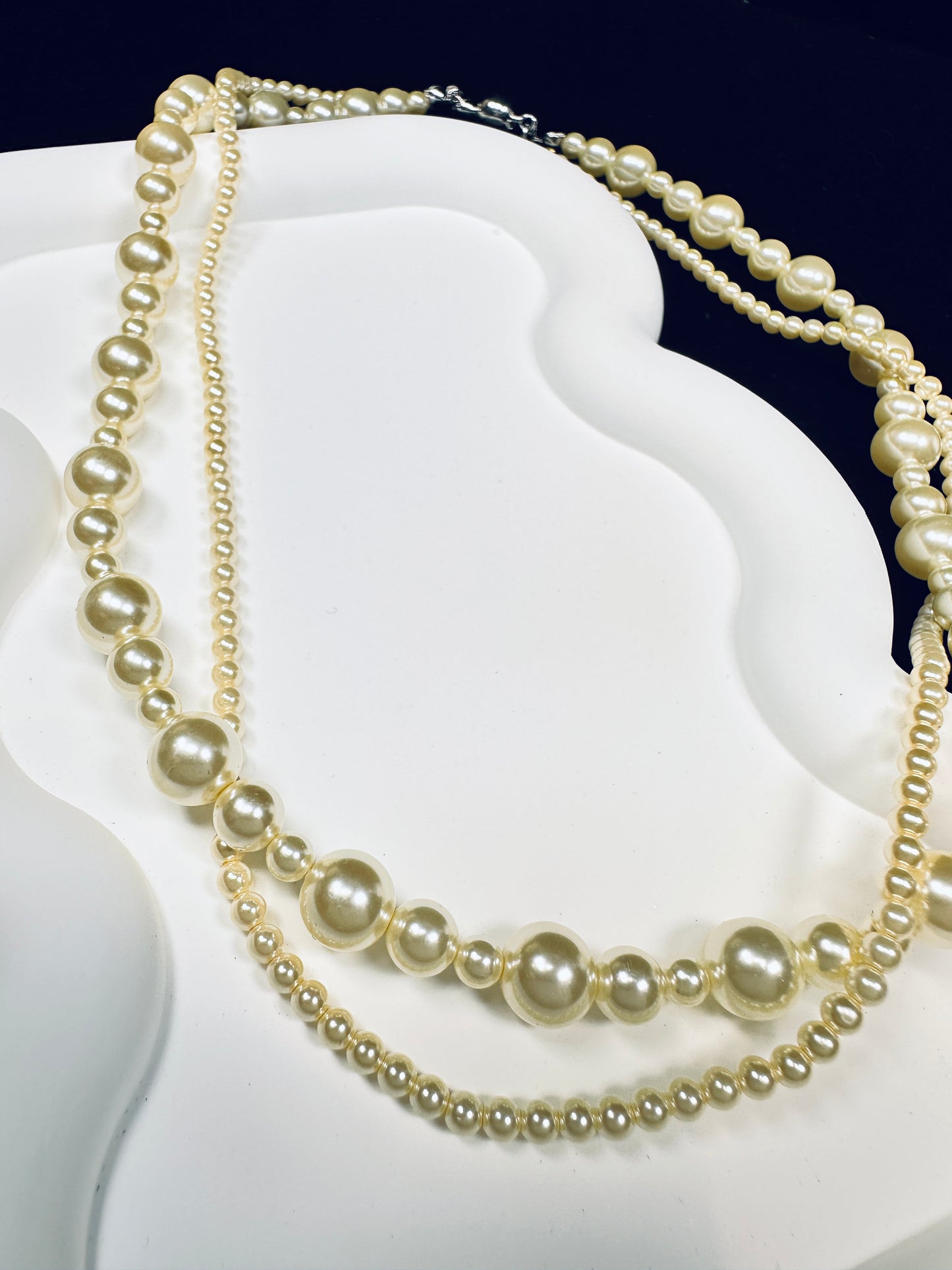 Twilight Layers · Magnetic Dual-Strand Champagne Pearl Necklace