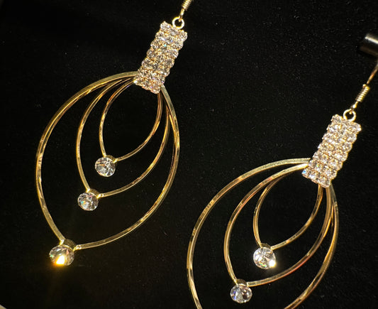 Aureate Ellipse Ear Hooks | Geometric CZ & Gold-Plated Copper