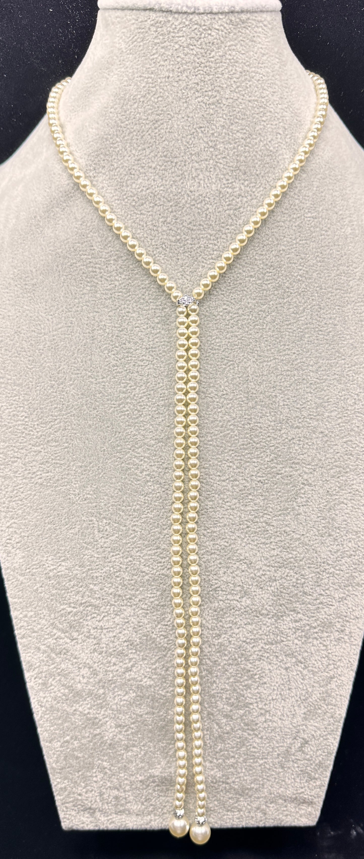 Convertible Champagne Simulated Pearl Necklace