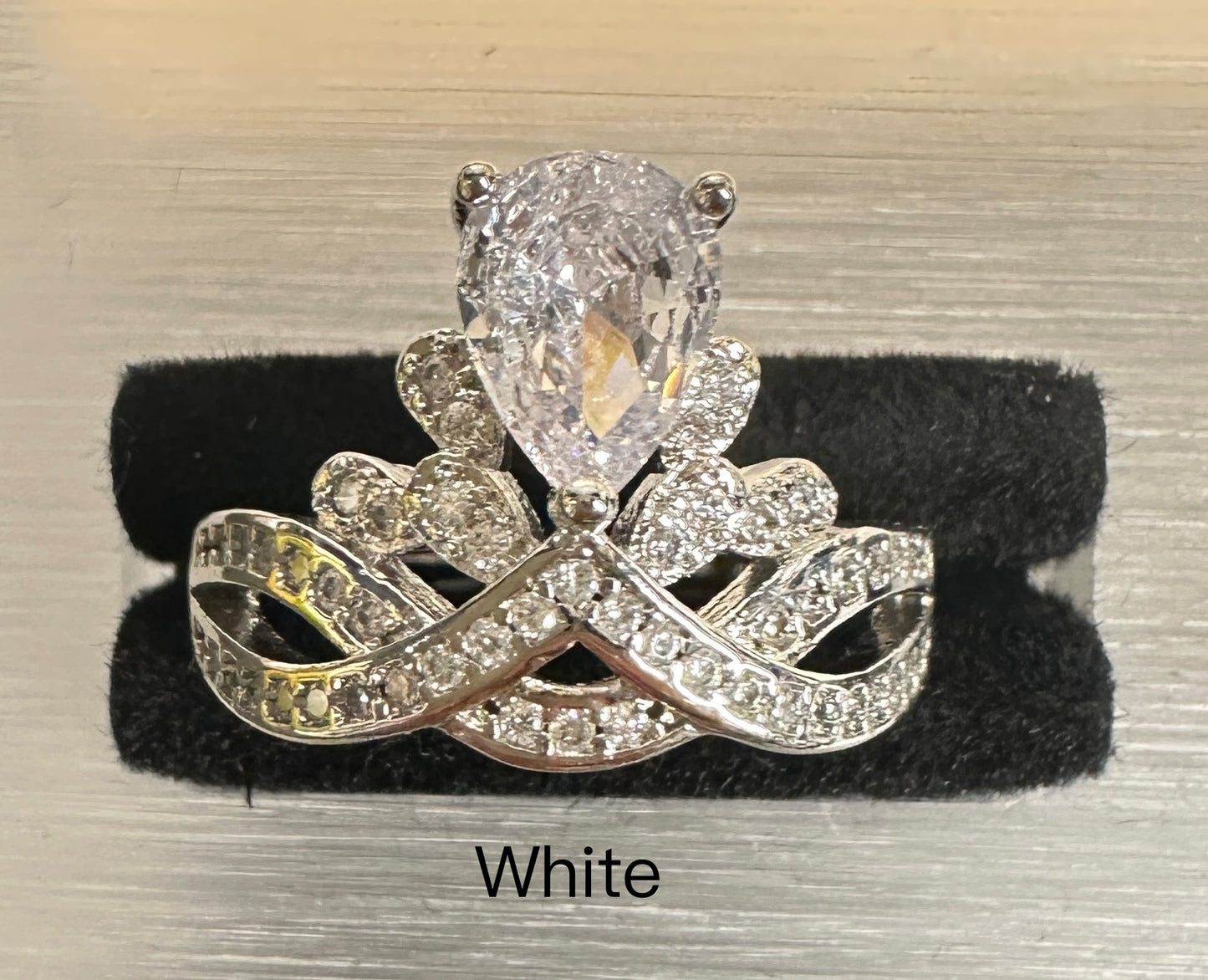 Cinderella's Crown Adjustable Ring | Inverted Teardrop Crown Ring