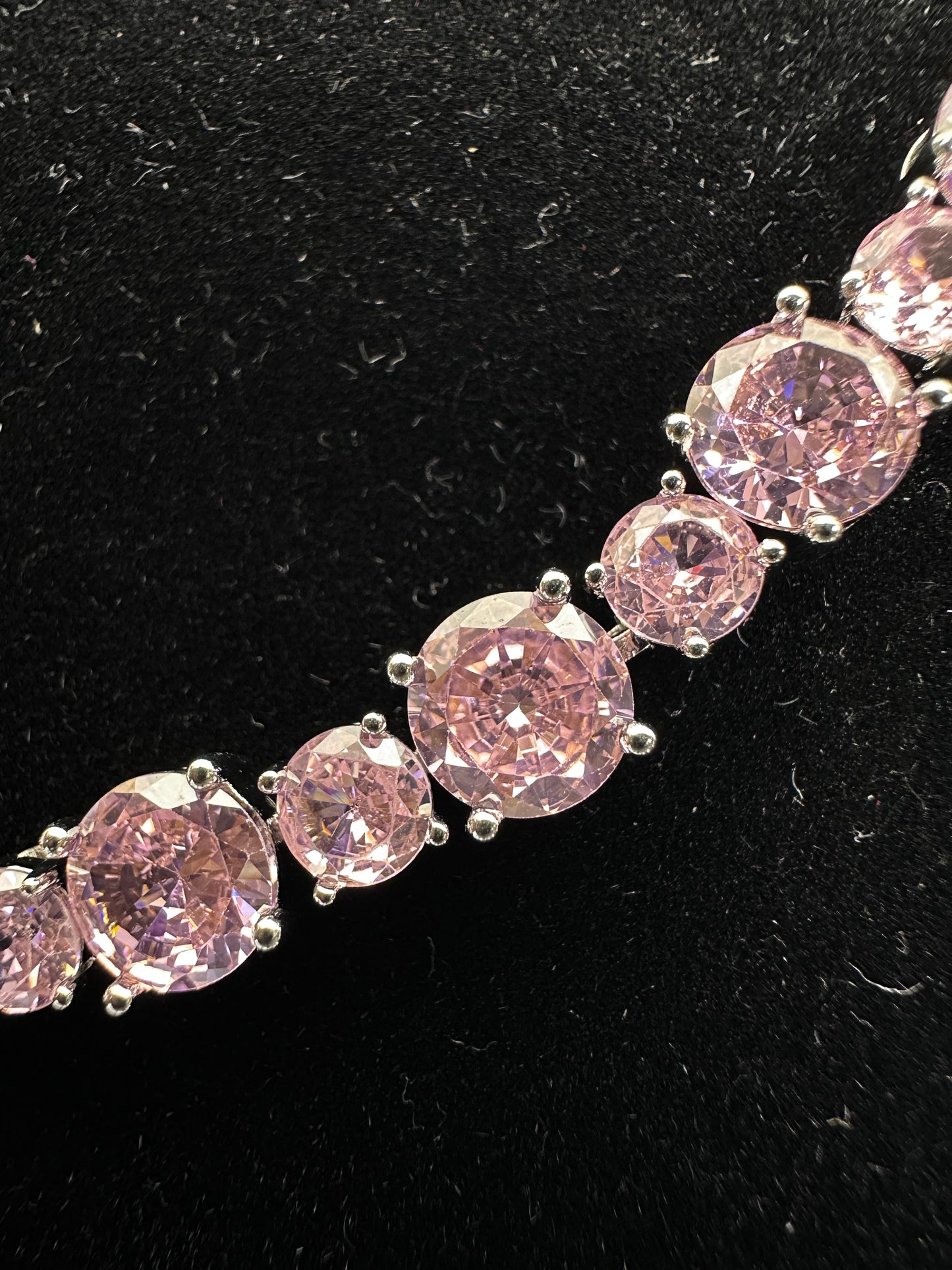Timeless Pink Round Brilliant Cubic Zirconia Tennis Bracelet | Premium 18K Gold Plated Brass, Adjustable Length (16.5cm - 17.5cm)