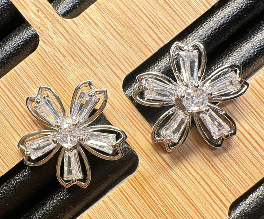 Lumina Petal Stud Earrings | Five-Petal Flower Design in Silver Tone