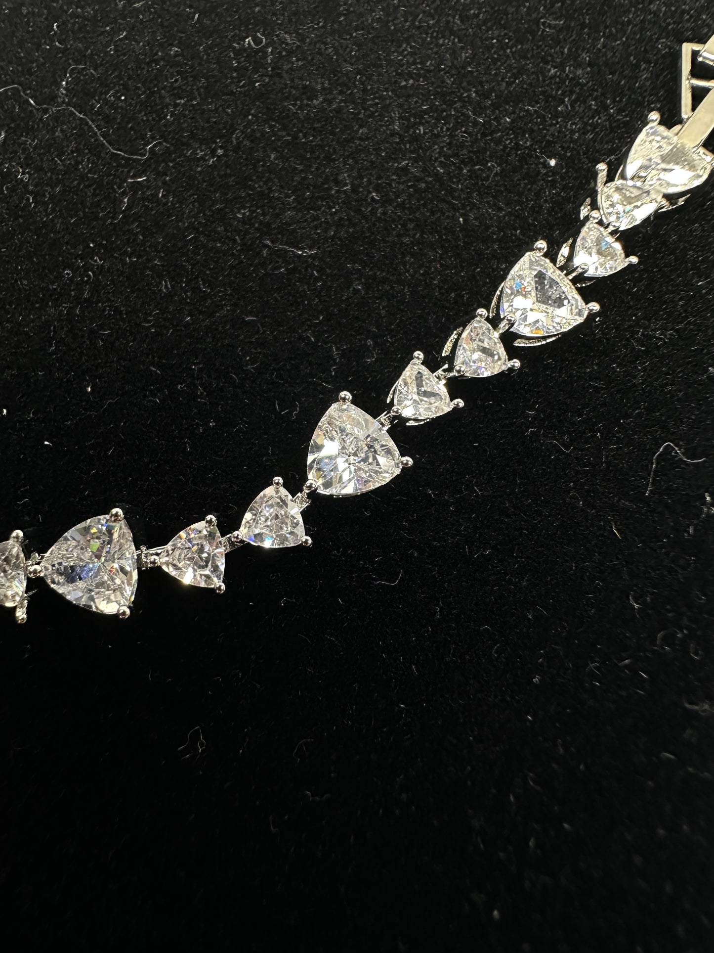 Artisan Milgrain Bezel Triangle Cubic Zirconia Tennis Bracelet | Premium Gold-Plated Brass, Adjustable 17-18.5cm Length
