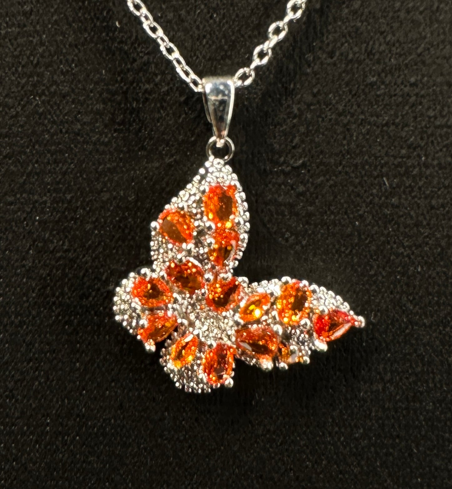 Ember Aura Wing Pendant | Orange Butterfly Necklace