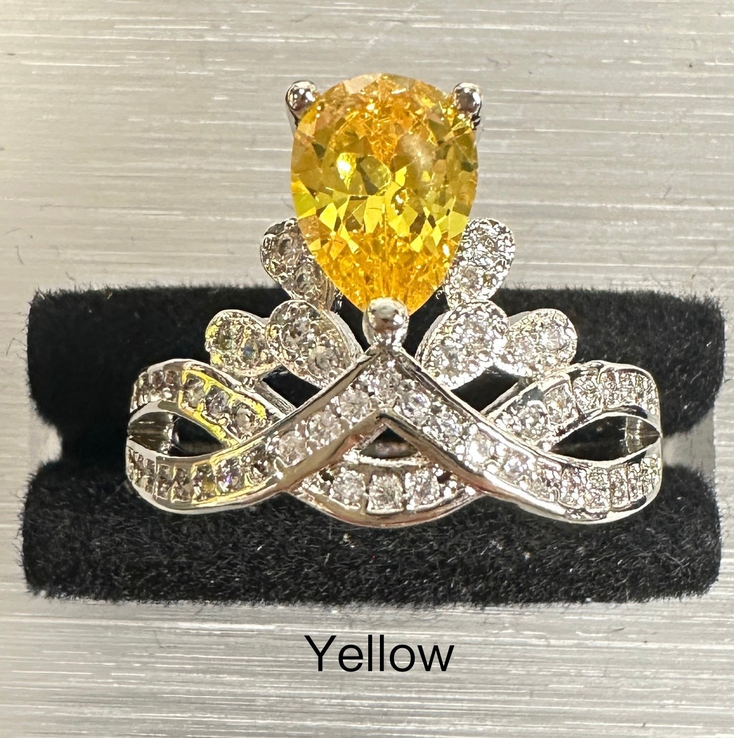 Cinderella's Crown Adjustable Ring | Inverted Teardrop Crown Ring