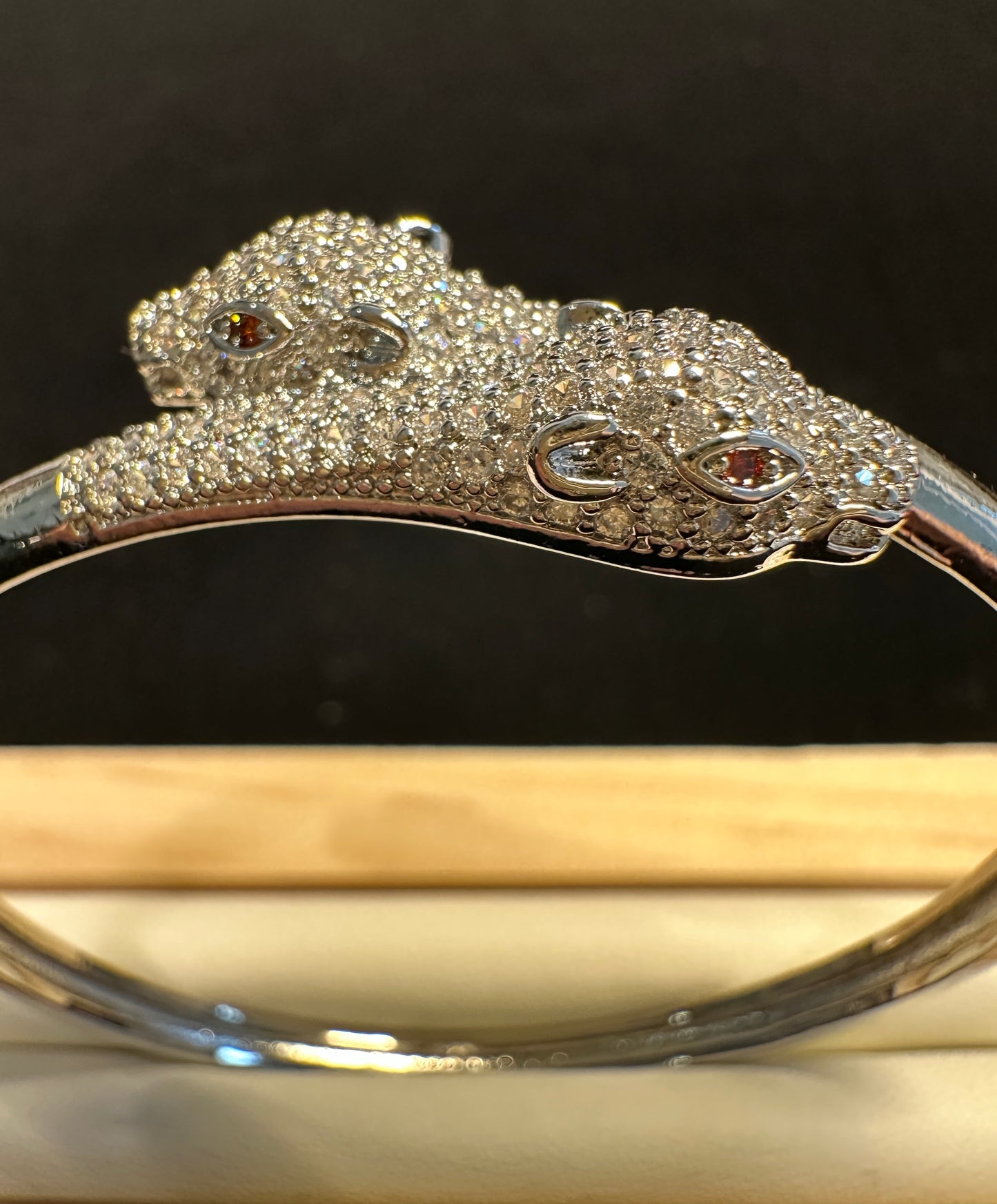 Duo Pulse Bangle | Leopard Head Bangle with Colorful Eyes