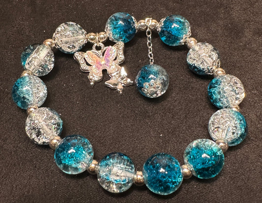 Glacial Serenity Bracelet | Butterfly & Blue Glass Beads