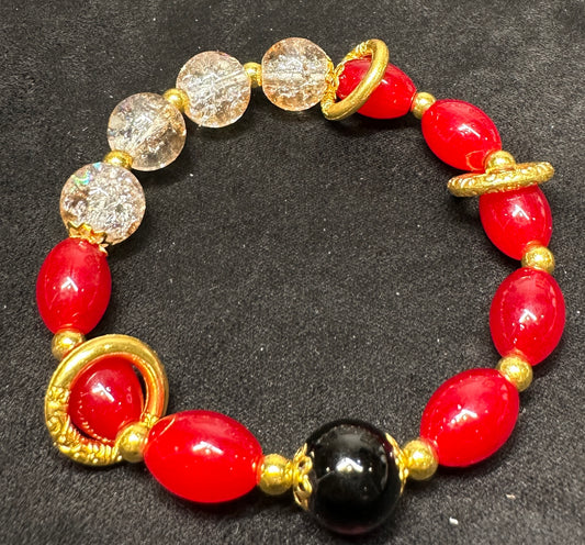 Imperial Ascent Bracelet | Lucky Cloud & Red Glass Beads