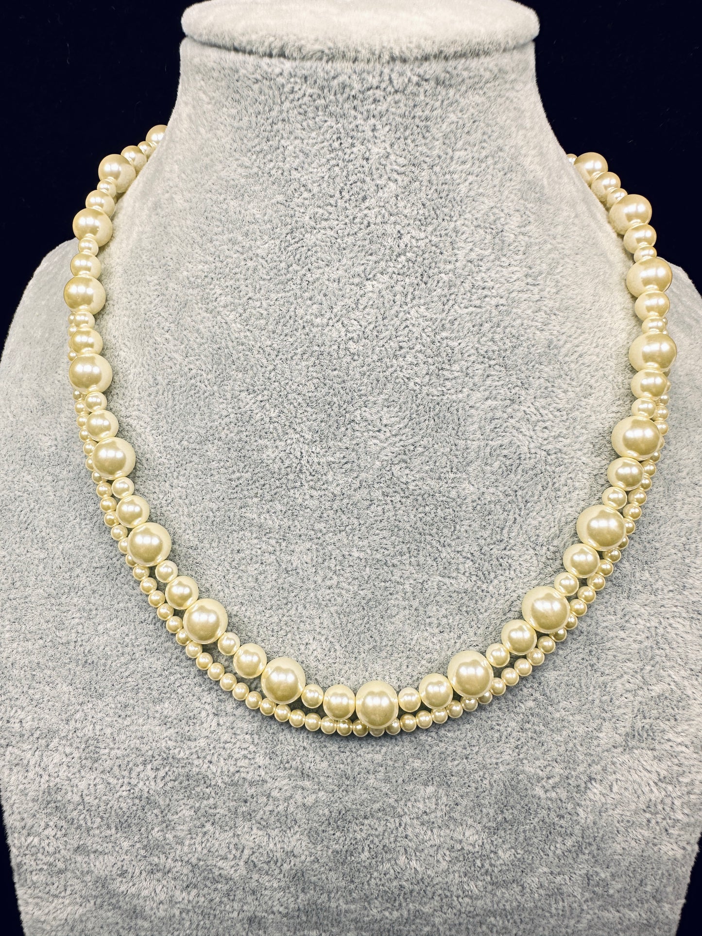 Twilight Layers · Magnetic Dual-Strand Champagne Pearl Necklace