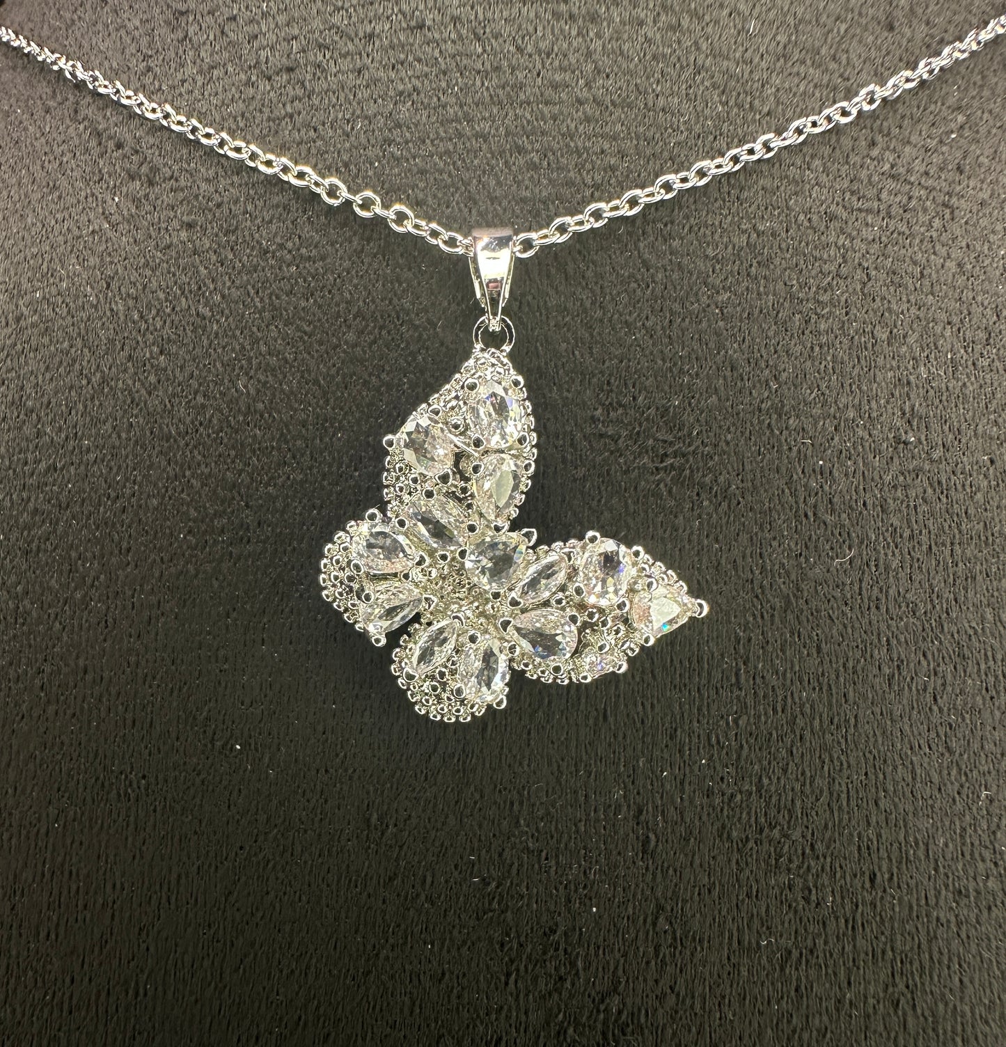 Pearlescent Aura Wing Pendant | White Butterfly Necklace