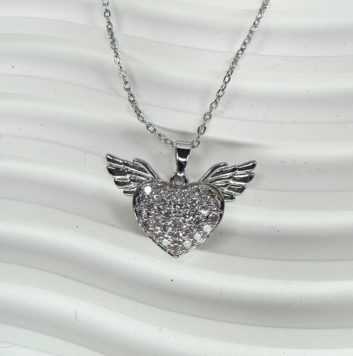 Guardian Angel Wing Heart Jewelry Set (Gift Box Included)| Necklace & Earrings Gift Box | DN-DS | Luxury Gift-Ready Jewelry Set