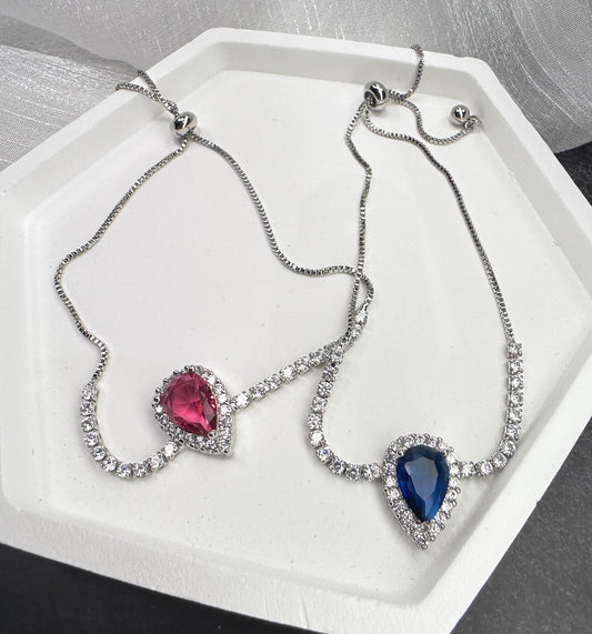 Royal Teardrop: Halo Radiant Stone Adjustable Bracelet (2 Colors)