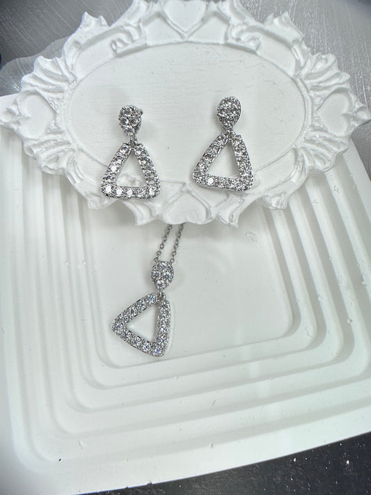 Modernist Geometric Triangle Jewelry Set (Gift Box Included)| Necklace & Earrings Gift Box | DN-DS | Luxury Gift-Ready Jewelry Set