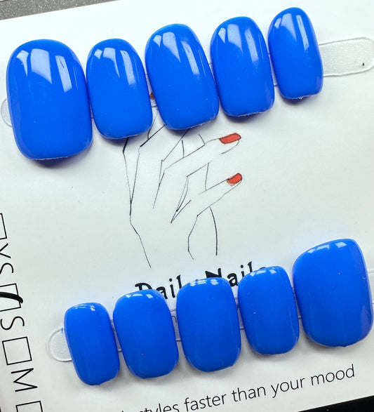 Cerulean Blue | Luxury Handmade Short Square Press-On Nails