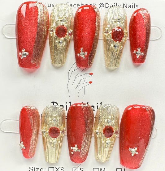 Baroque Press On Nails - Elegant Handcrafted False Nails