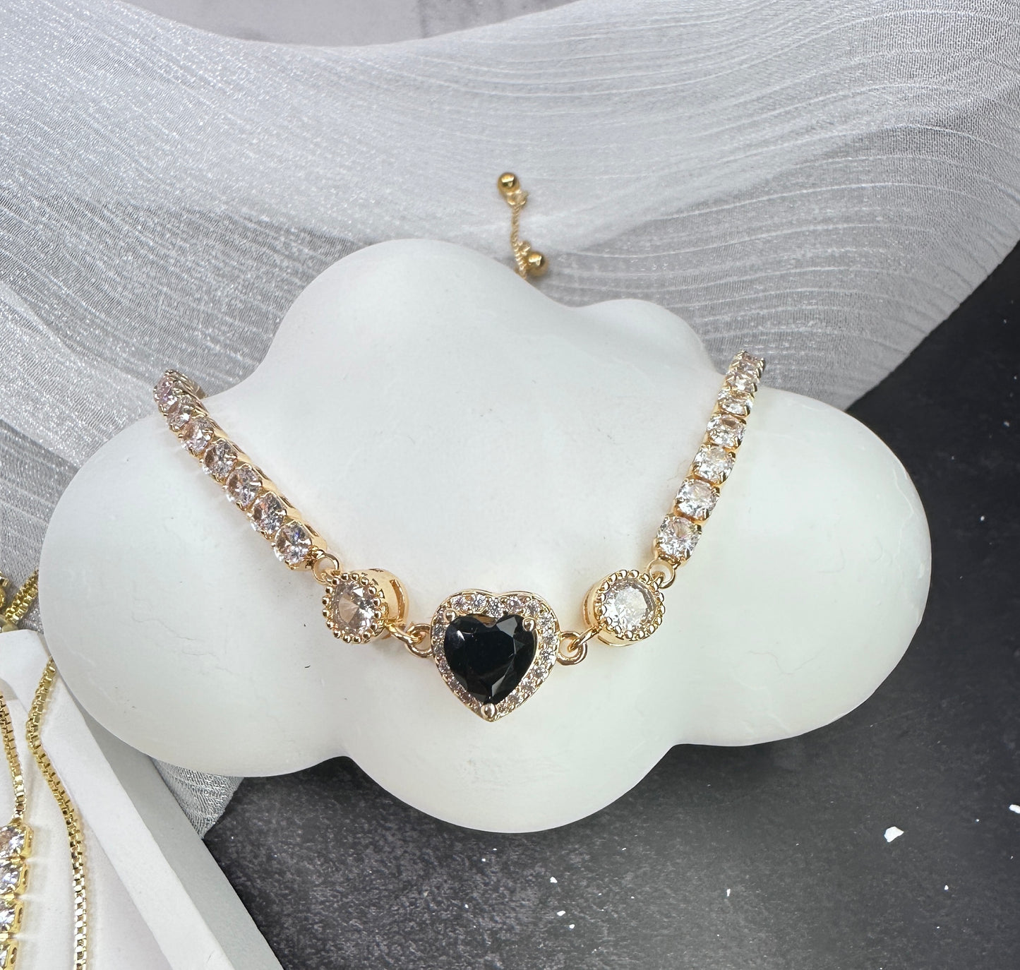 Heart’s Devotion: Radiant Stone Adjustable Bracelet (4 Colors) | One Size Fits All