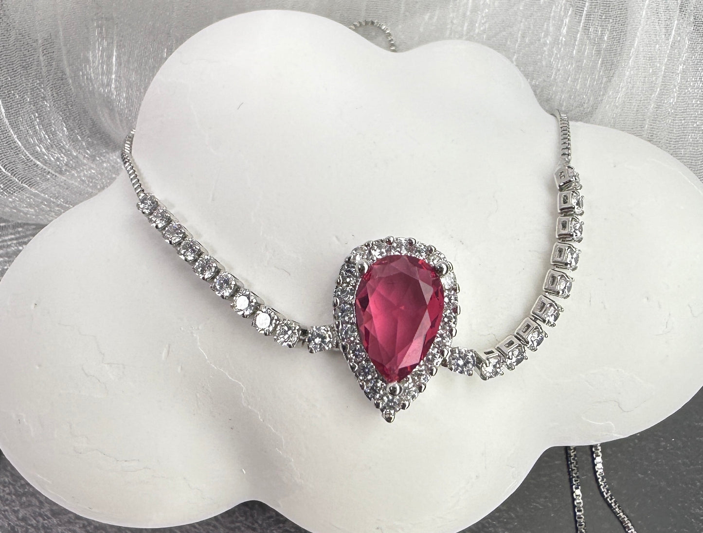 Royal Teardrop: Halo Radiant Stone Adjustable Bracelet (2 Colors)