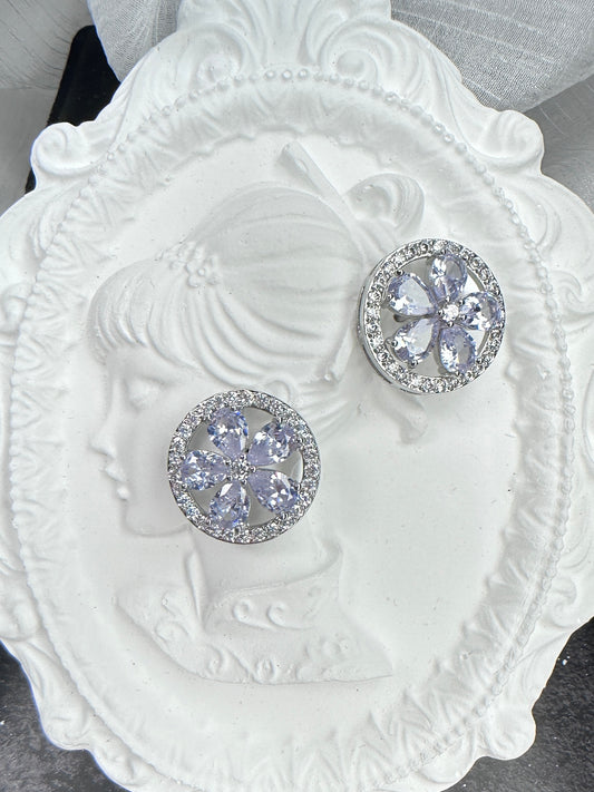 Brilliant Pear-Cut Floral Halo Stud Earrings