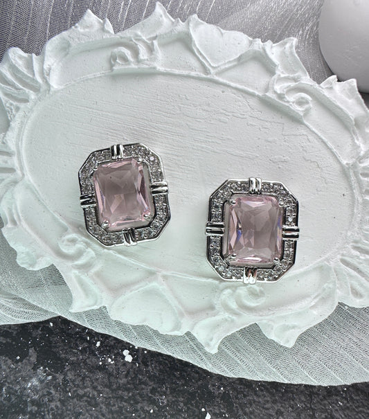 Blush Emerald-Cut Jewelry Set (Gift Box Included)| Necklace & Earrings Gift Box | DN-DS | Luxury Gift-Ready Jewelry Set