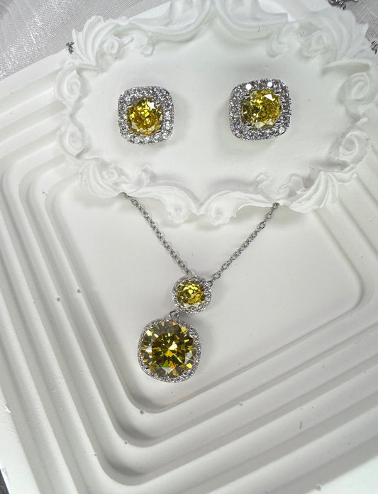 Sunlight Double-Drop Jewelry Set (Gift Box Included)| Necklace & Earrings Gift Box | DN-DS | Luxury Gift-Ready Jewelry Set