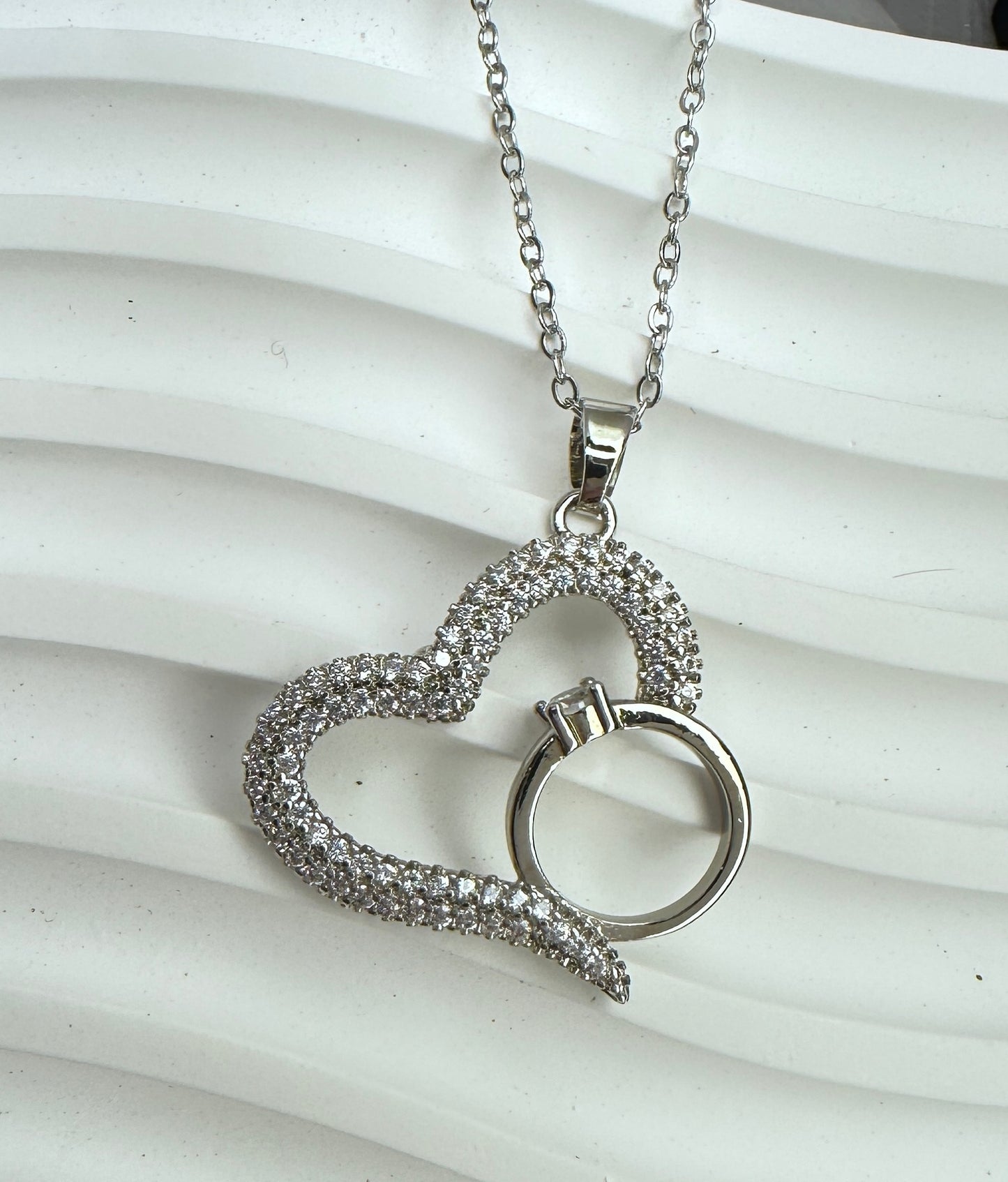Eternal "Ring in Heart" Promise Jewelry Set (Gift Box Included)| Necklace & Earrings Gift Box | DN-DS | Luxury Gift-Ready Jewelry Set