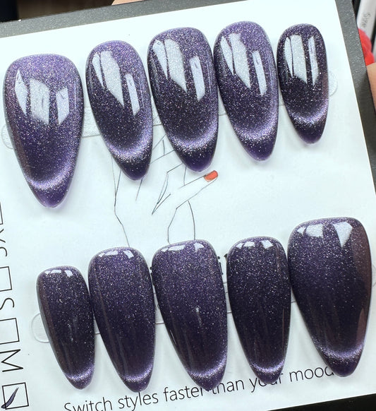 Midnight Galaxy | Luxury Handmade Medium Almond Press-On Nails