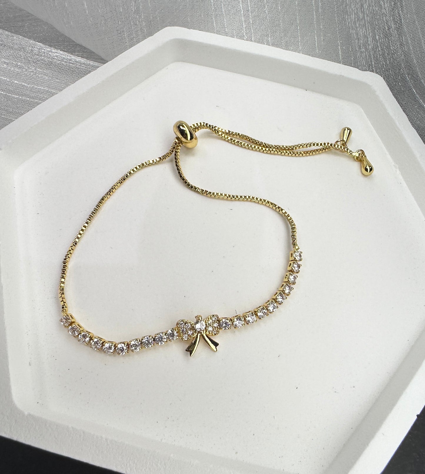 Chérie Bow: Radiant Stone Adjustable Bracelet