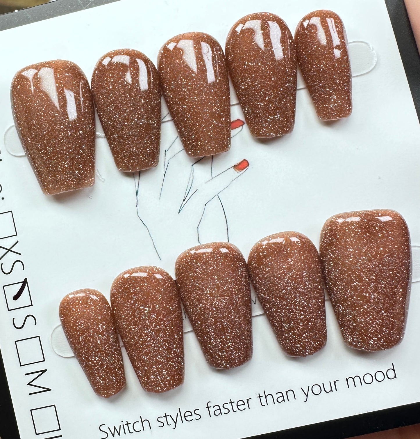 Mocha Shimmer  | Handmade Press on Nails Australia| Luxury Handmade Short Coffin Press-On Nails |Daily Nails | Handmade Press on Nails