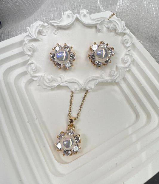 Luminous Aura Sunburst Jewelry Set (Gift Box Included)| Necklace & Earrings Gift Box | DN-DS | Luxury Gift-Ready Jewelry Set