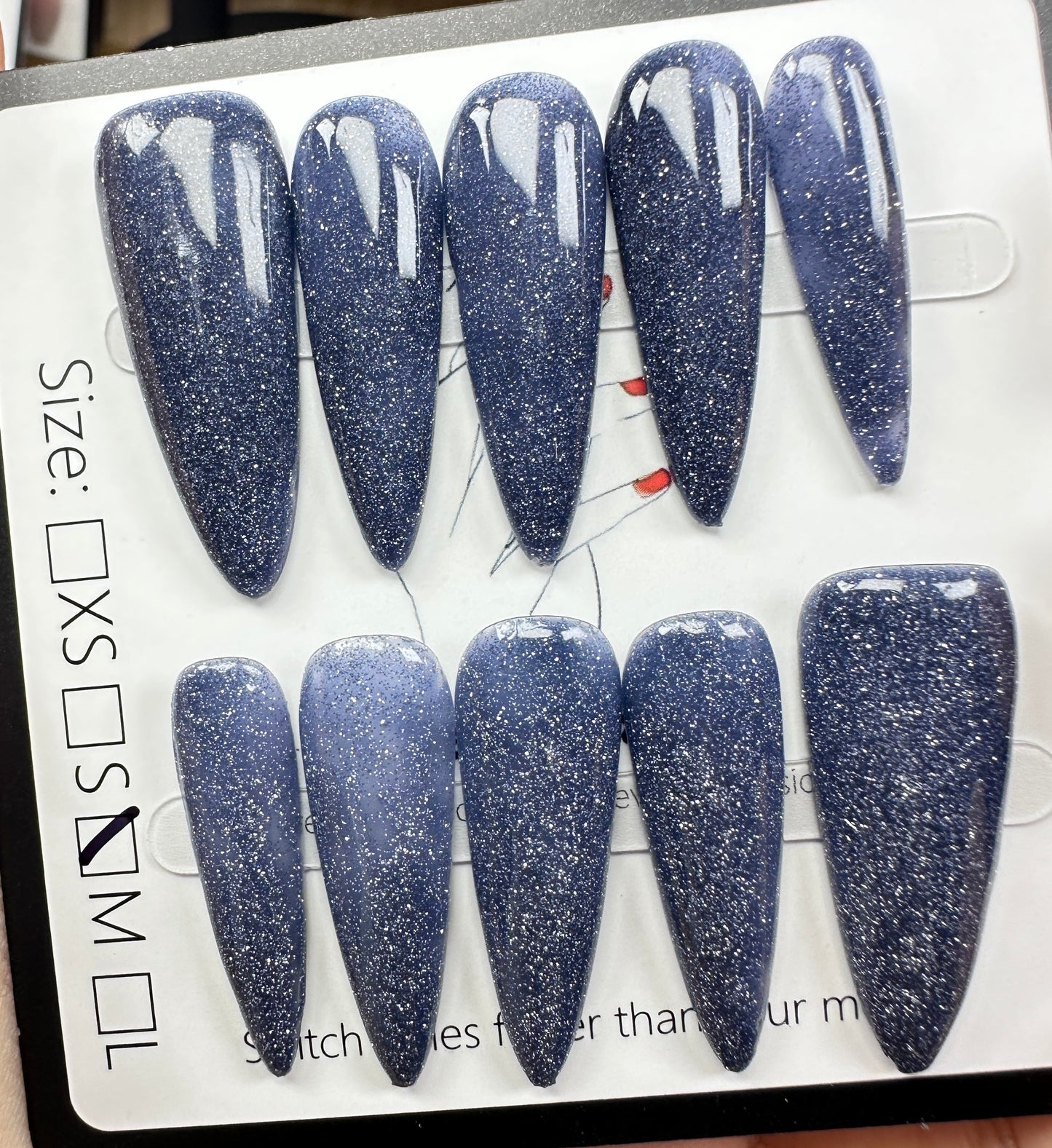 Galaxy Blue Shimmer  | Handmade Press on Nails Australia| Luxury Handmade Almond Nails |Daily Nails | Handmade Press on Nails