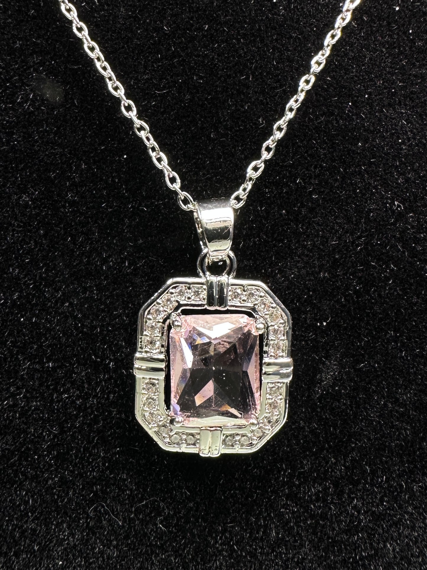 Blush Emerald-Cut Jewelry Set (Gift Box Included)| Necklace & Earrings Gift Box | DN-DS | Luxury Gift-Ready Jewelry Set