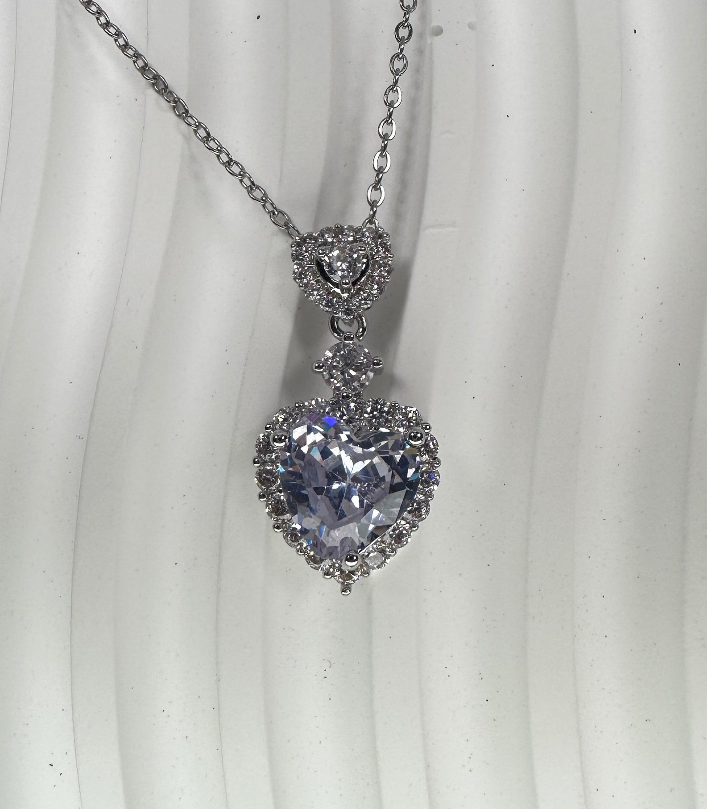 Majestic Triple-Tier Heart Jewelry Set (Gift Box Included)| Necklace & Earrings Gift Box | DN-DS | Luxury Gift-Ready Jewelry Set