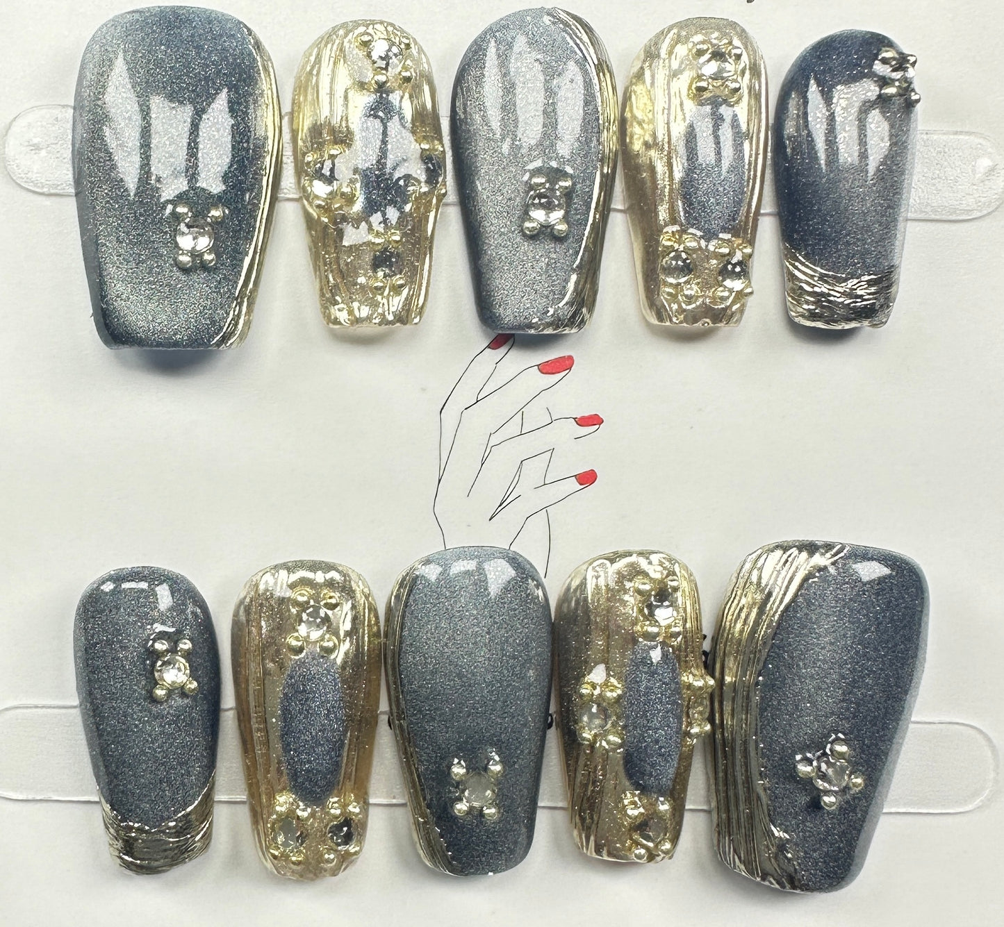 Baroque Press On Nails - Elegant Handcrafted False Nails