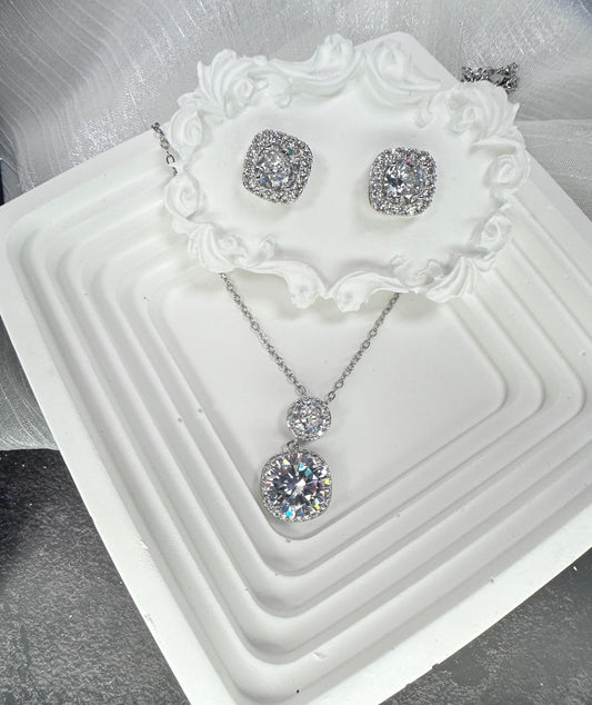 Celestial Double-Drop Jewelry Set (Gift Box Included)| Necklace & Earrings Gift Box | DN-DS | Luxury Gift-Ready Jewelry Set