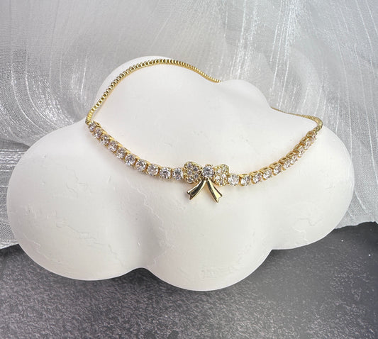 Chérie Bow: Radiant Stone Adjustable Bracelet
