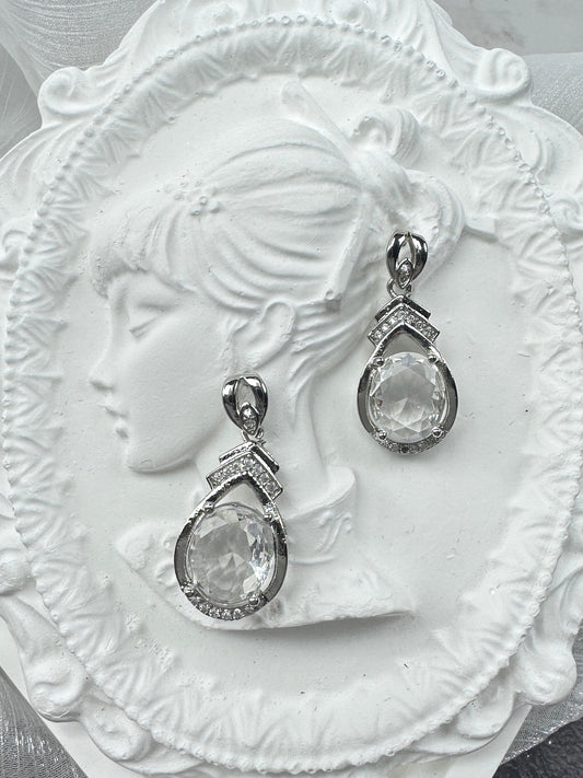 Brilliant Icy White Oval-Cut Teardrop Drop Earrings