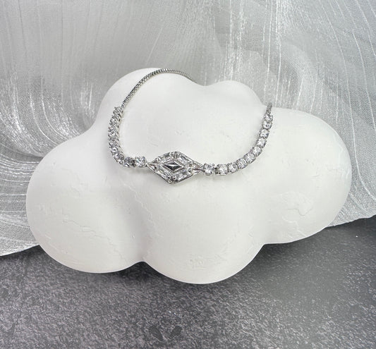 Ethereal Rhombus: Radiant Stone Geometric Adjustable Bracelet